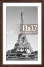 upsimples 11x17 Picture Frame, Display Pictures 9x15 with Mat,  Brown,  1 Pack