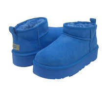 UGG ULTRA MINI PLATFORM DOUBLE STRAP YOUTH /WOMEN BOOTS BLUE US KID 6 /WOMEN 8