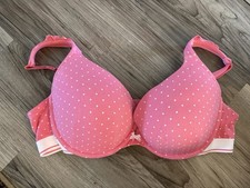 Cacique Women  s Pink White Polka Dot Underwire T-Shirt Bra 44D