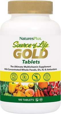 NaturesPlus Source of Life GOLD Multivitamin - 180 Tablets - With Vitamins D3,