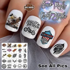 Harley Motorcycles Waterslide Finger Nail Decals Instructions set of 50 Bonus