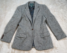 Lauren Ralph Lauren Wool Herringbone Blazer Size 8 Brown Lined