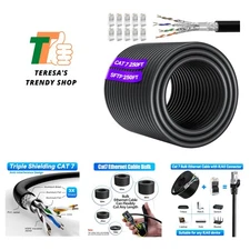 Cat 7 Outdoor Ethernet Cable 250ft 20 RJ45, SFTP Cat 7 Triple Shielded Ethern...