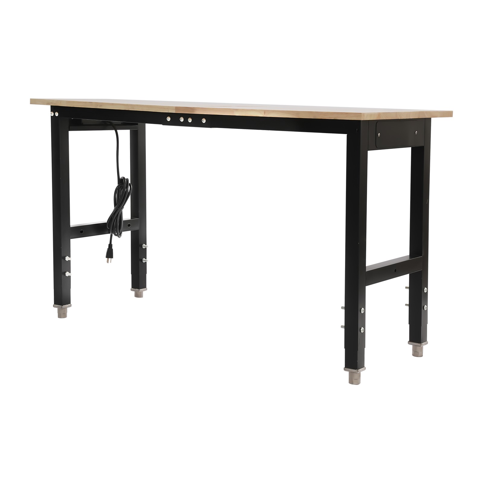 Height Adjustable Workbench, Workbench with Power Outlets, Heavy-Duty Work Table