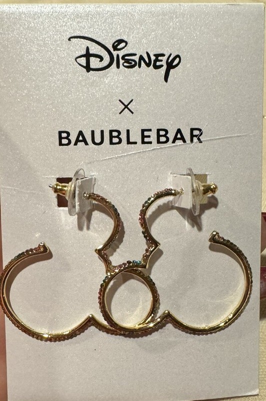 New Disneys x Baublebar Mickey Mouse Outline Hoop Color Crystal Earrings