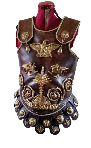 Body armor de couro guerreiro grego – emblema espartano baú para cosplay e LARP - Imagem 2 de 3