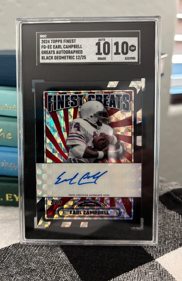 Earl Campbell Auto Graded 10/10 Gem Mint 2024 Topps Finest Black /25 Pop: 1/1 - Image 2 of 3
