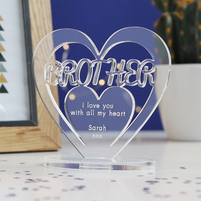 Personalised Heart With Message Ornament Keepsake Brother Birthday Gift