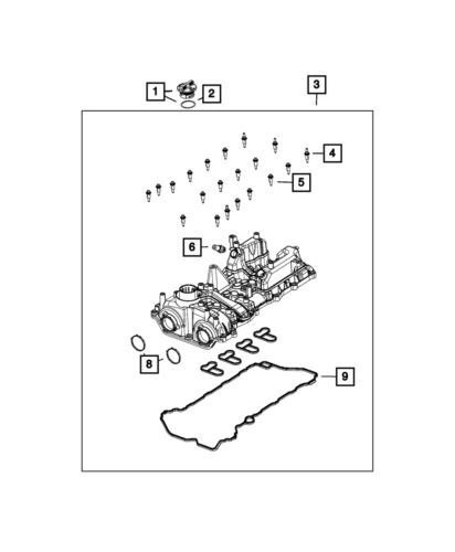 Tapa del aceite del motor delantero para Jeep Cherokee/Wrangler 2018-2025 (N/P 68259076AC)