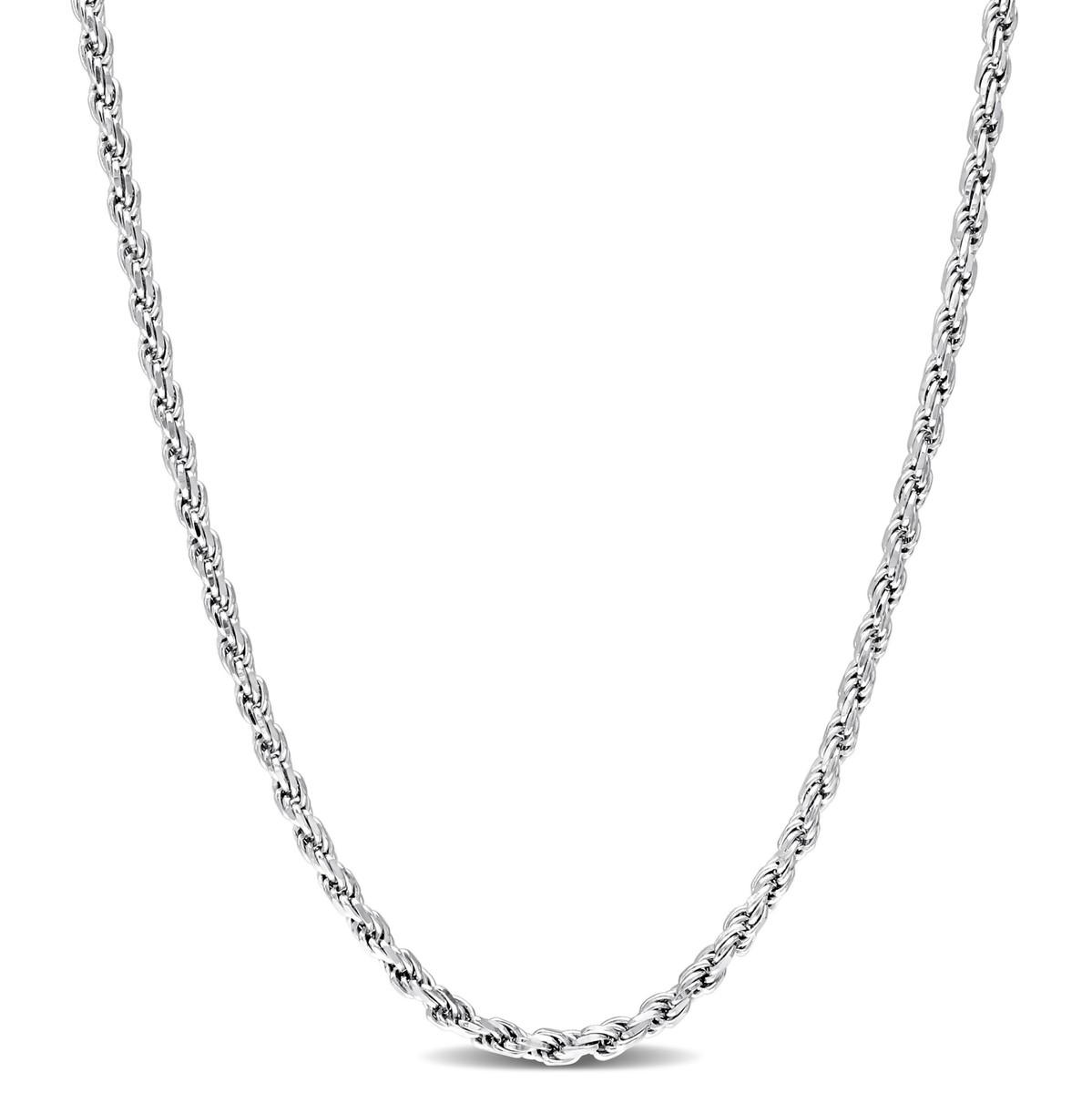 Amour Sterling Silver Rope Chain Necklace 20