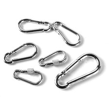 Locking Carabiner Clip Snap Hook Spring Loaded M4M5M6M7-M12 A2 Stainless Steel