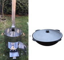 ACCIAIO INOX Utchak + Kazan 12 L ghisa Казан forno Kazan con TUBO e ANELLO 2 mm