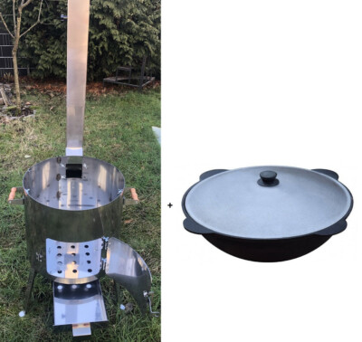 EDELSTAHL Utschak + Kasan 12 L Gusseisen Казан Ofen Kazan mit ROHR 2 mm