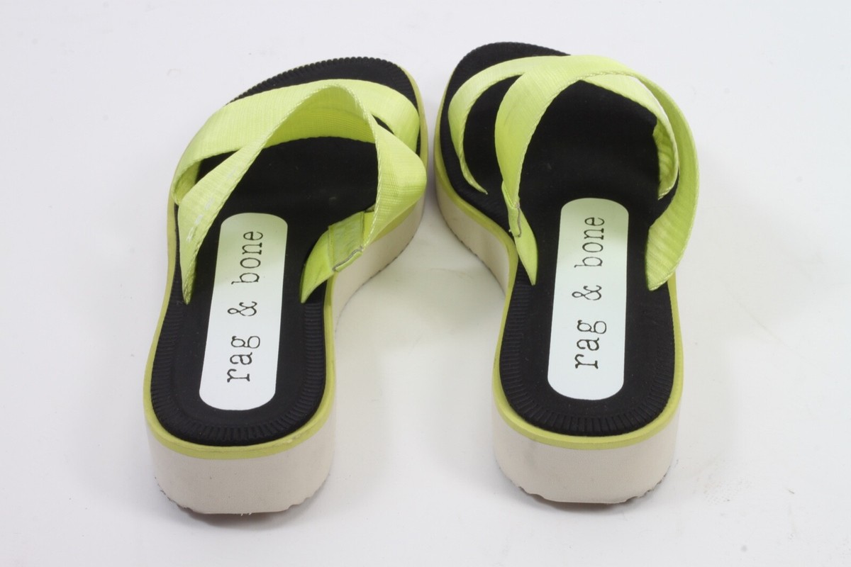 Rag & Bone Mila Chartreuse Canvas Double Strap Platform Slide Sandals Size 38 View 5