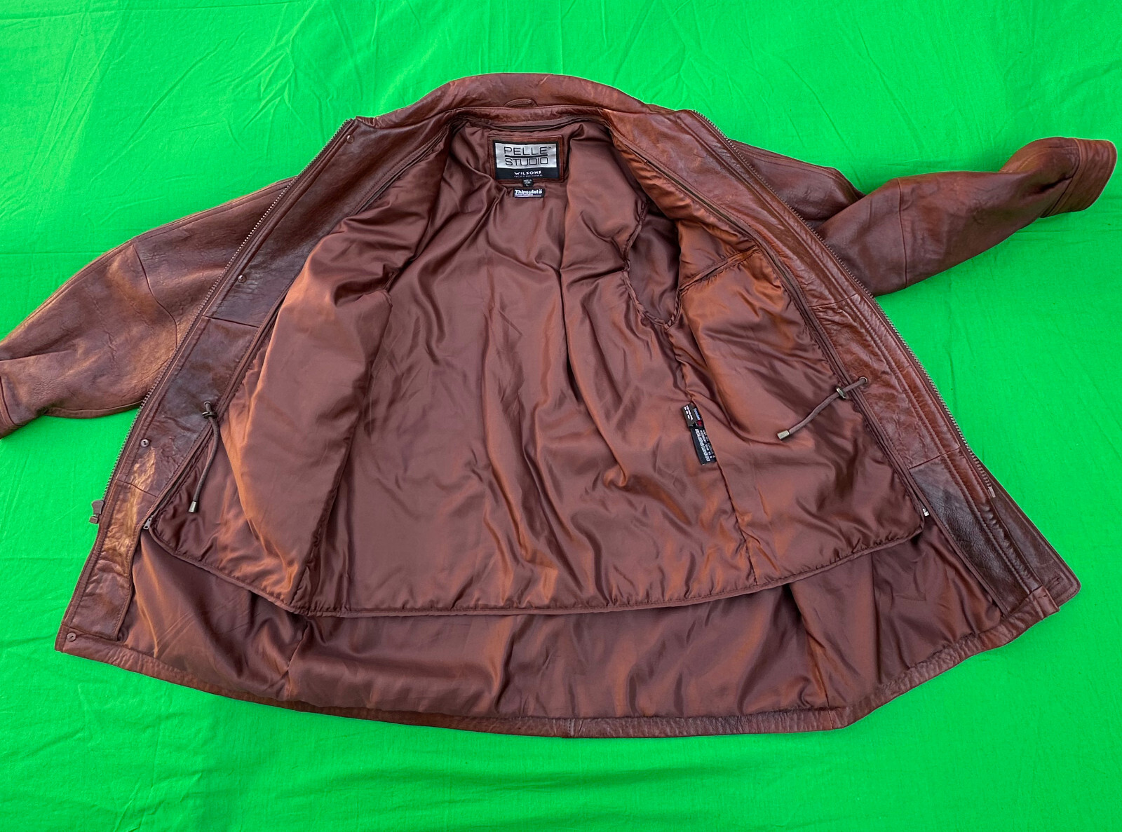 Vintage Wilsons Pelle Studio Men's Brown Leather Jacket Size L. image 8