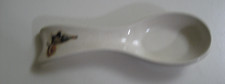 NICE TAN SPECKLED CERAMIC SPOON REST WITH WINE BOTTLE/GLASS DESIGN-GD USED COND