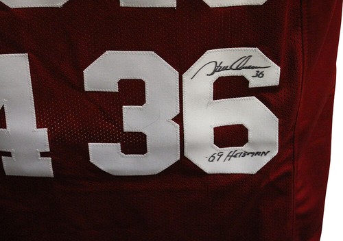 Steve Owens Billy Sims & Jason White Signed College Style Red XL Jersey 29494 - Picture 4 of 5
