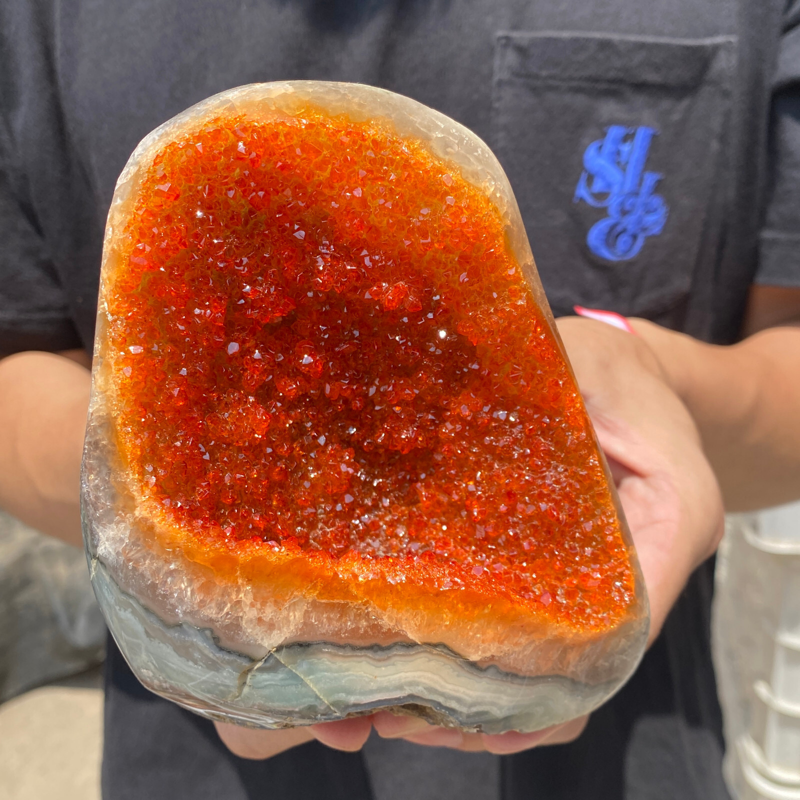 2.6LB Natural Citrine Geode Quartz Cluster Cathedral Healing Crystal Specimen