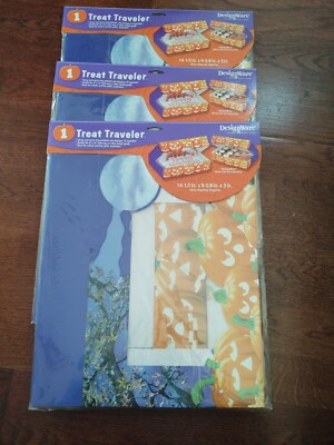 Lot of 3 DesignWare Treat Traveler Cake Cupcake Carrier Pumpkin Halloween NIP