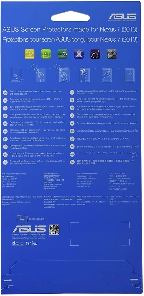 Protector de pantalla para tableta Asus Google Nexus 7 pulgadas G2 2013 paquete de 2 90XB00KP-BSC010 Foto 3 de 3