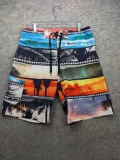 Hang Ten Boardshorts Mens Medium Multicolor Swim Trunks Palm Beach Surf Tropical