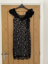 Karen Millen Dress Size 10 Straight Pencil Lace Crochet Evening Wear Party Silk