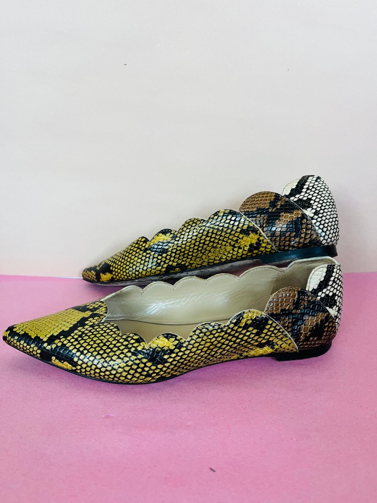 Chloe scalloped ballet flats in python-effect lea… - image 5