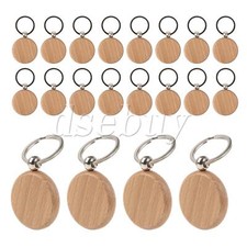 20 Pieces Unfinished Wood Engraving Blank Keychains DIY Key Tag 1.57" x 0.31"