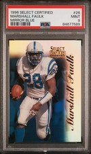 1996 Select Certified Mirror Blue Marshall Faulk Card #26 PSA 9 Mint Colts Pop 1