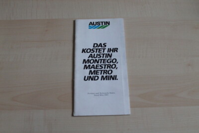 94248) Austin Mini Montego Maestro Metro - Preise & Extras - Prospekt 03/1987