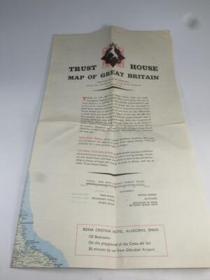 Vintage Travel Ephemera TRUST HOUSE Map of Great Britain & Hotel List 1963