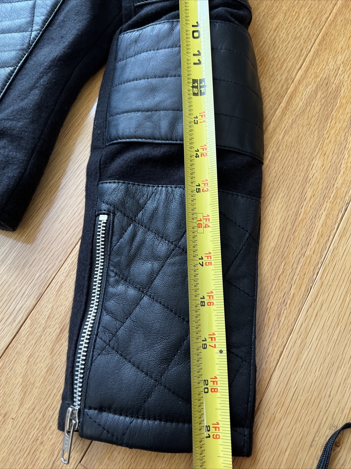 Rare Women'S Black Quilted Biker Genuine Leather Jacket with Wool Accent Small image 10