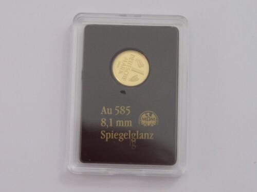 Medal - 1 marka D - złoto 585 - 8,1mm - moneta Berlin - PP - Zdjęcie 1 z 2