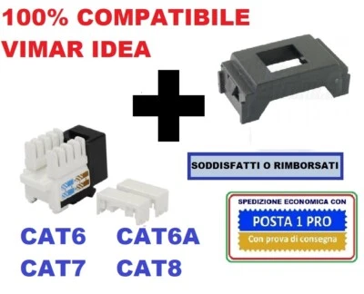 presa di rete dati rj45 compatibile vimar idea nero internet ethernet C.6,6a,7,8