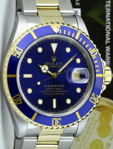 ROLEX-Mens-18kt-Gold-amp-Stainless-Steel-Submariner-Blue-Index-16613-SANT-BLANC