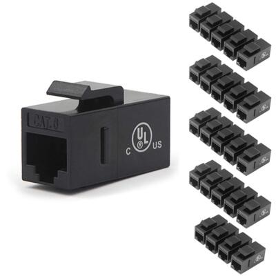 CAT6 RJ45 Keystone Couplers (UL Listed), 25-Pack Ethernet Keystone Jack Femal...