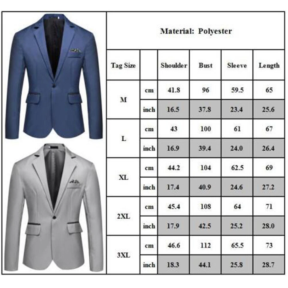 Chaqueta de Esmoquin Para Hombre Solapa Muescada Un Botón Traje Blazer para Cena Boda Baile de graduación Foto 2 de 4