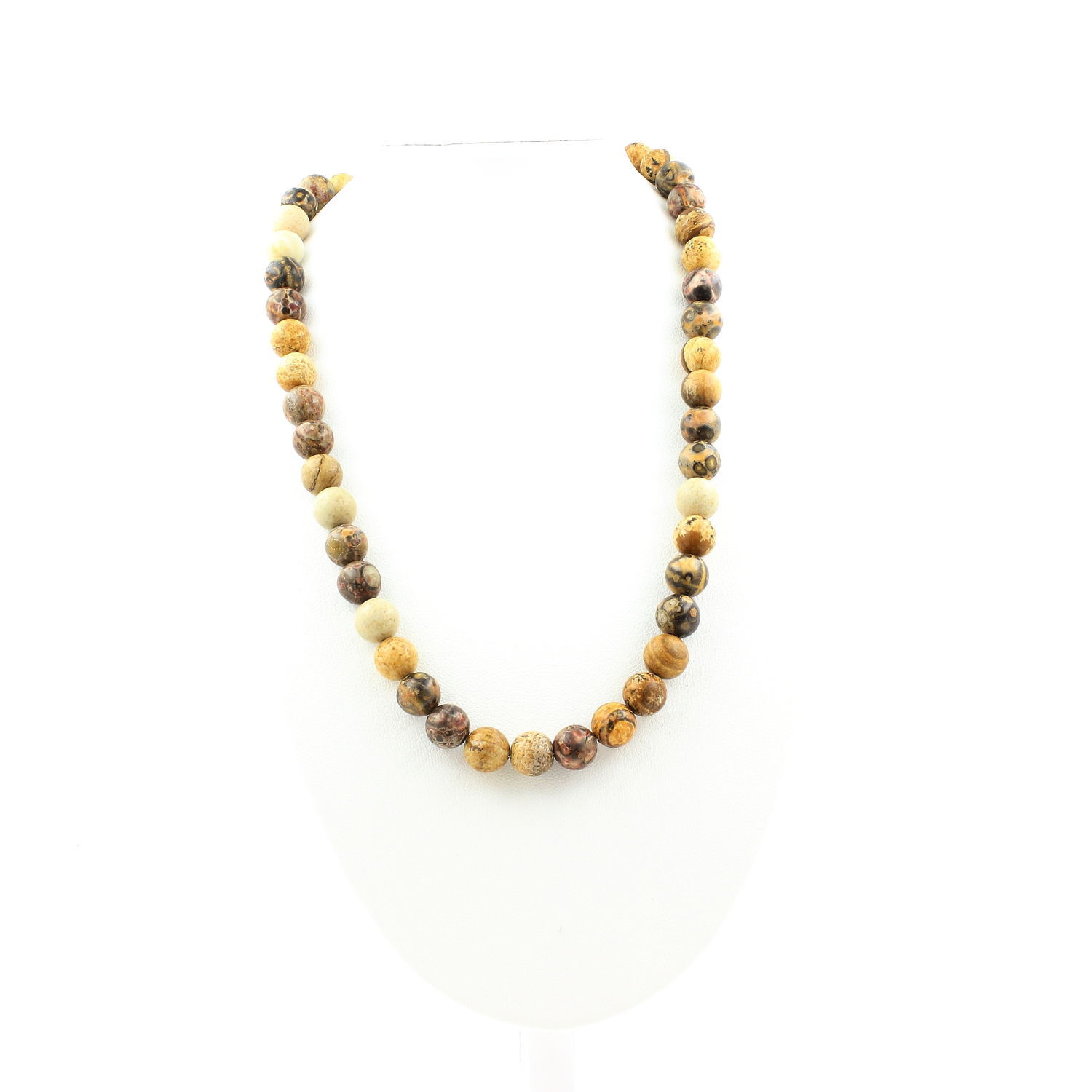 Collier jaspe léopard et paysage 8 mm pour l'équilibre émotionnel et l'ancrage