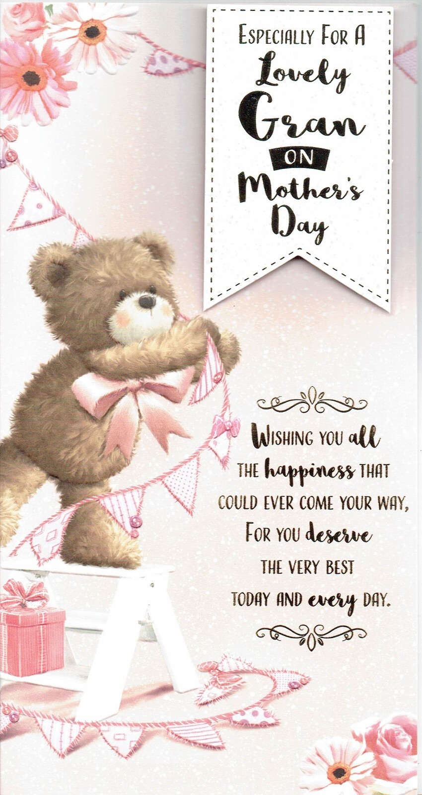 GRAN MOTHER'S DAY CARD ~ QUALITY Mothers Day - Bear with flowers Design