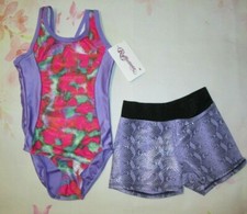 Leotard Shorts Set New Girls Size 3-4 XS Child Dance Gymnastics Reflectionz