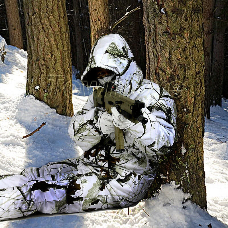 Ghillie Suit Waterproof Winter Snow Field Bionic Camouflage Padded Jacket Pants - Image 3 of 4