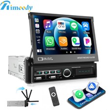 Autoradio Flip Out Elettrica 1 DIN 7" con MIC Wireless Carplay Android Auto