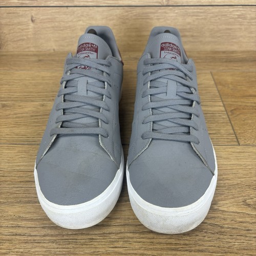 Adidas Shoes Men’s Size UK 9 Stan Smith Grey Burgundy Tennis Gym Trainers - Picture 4 of 11