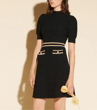 Sandro Paris Women's Black Knit Short Viscose Dress Size 34 XS 6 SFPRO01230