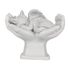 Cat Memorial Stone Statue, Peaceful Angel Cat Sleeping in Your Palm, Pet