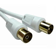 TV Aerial Extension Cable Male to Female Coaxial Antenna Lead RF Fly Coax White