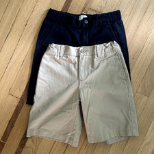 Lot 2 boys button shorts sz 10 navy and khaki tan / Childrens Place  Land's End