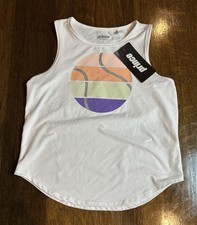 PRINCE Girls White Match Tennis Tank Top Sleeveless Youth NWT L 14 Tennis Ball