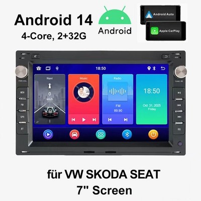 CarPlay Android 14 für VW Polo 9N Golf 4 Passat B5 T5 DAB Autoradio GPS Nav +RDS