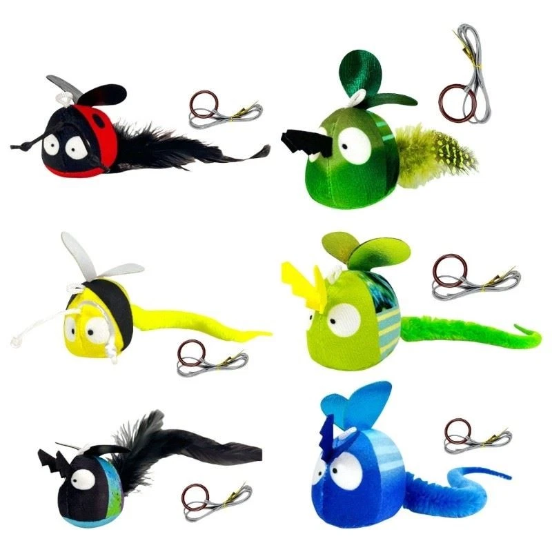 Self Entertainment Cats Toy Hanging Insect with Feathered Tail Indoor Chaser Toy